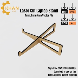 Laser Cut Laptop Stand SVG DXF File: Interlocking Wooden Design (Digital Download)