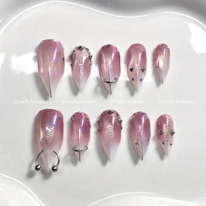 Purple Chrome Cat Eye Press On Nails: Claw Nail Set image 1