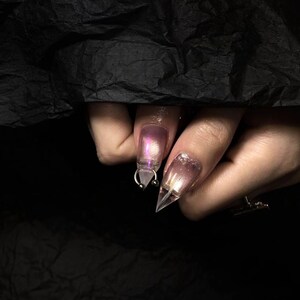 Purple Chrome Cat Eye Press On Nails: Claw Nail Set image 6