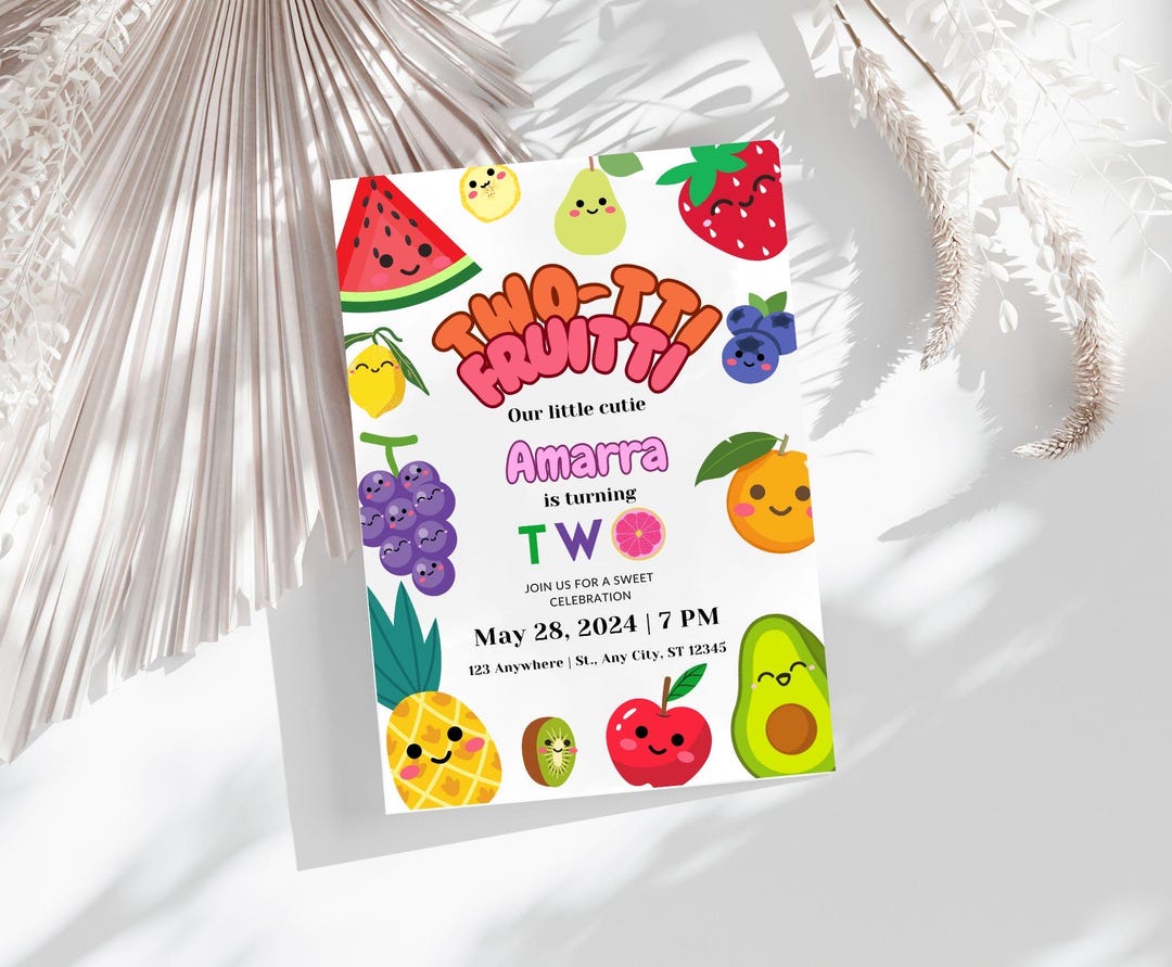 Editable Fruit Birthday Invitation: Fruitti Party (canva Template) - Etsy