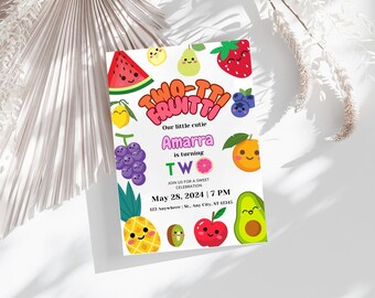 Editable Fruit Birthday Invitation: Fruitti Party (Canva Template)