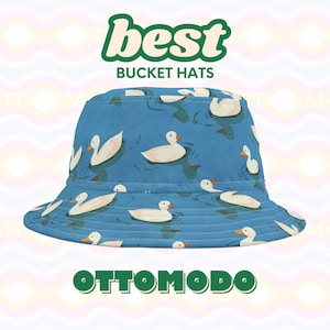 Floating Ducks Bucket Hat - Unique Outdoor Accessory for Summer, Beach, Festival, Hiking - Handmade Sun Hat with Seamless Pattern