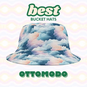 Clouds Bucket Hat - Unique Outdoor Accessory for Summer, Beach, Festival, Hiking - Handmade Sun Hat with Seamless Pattern