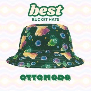 Clouds & Bubbles Bucket Hat - Unique Outdoor Accessory for Summer, Beach, Festival, Hiking - Handmade Sun Hat with Seamless Pattern