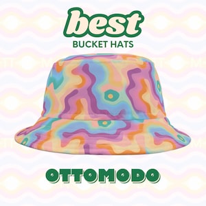 Pastel Layered Terrain Bucket Hat, Colorful Bucket Hat - Unique Outdoor Accessory for Summer, Beach, Festival, Hiking - Handmade Sun Hat