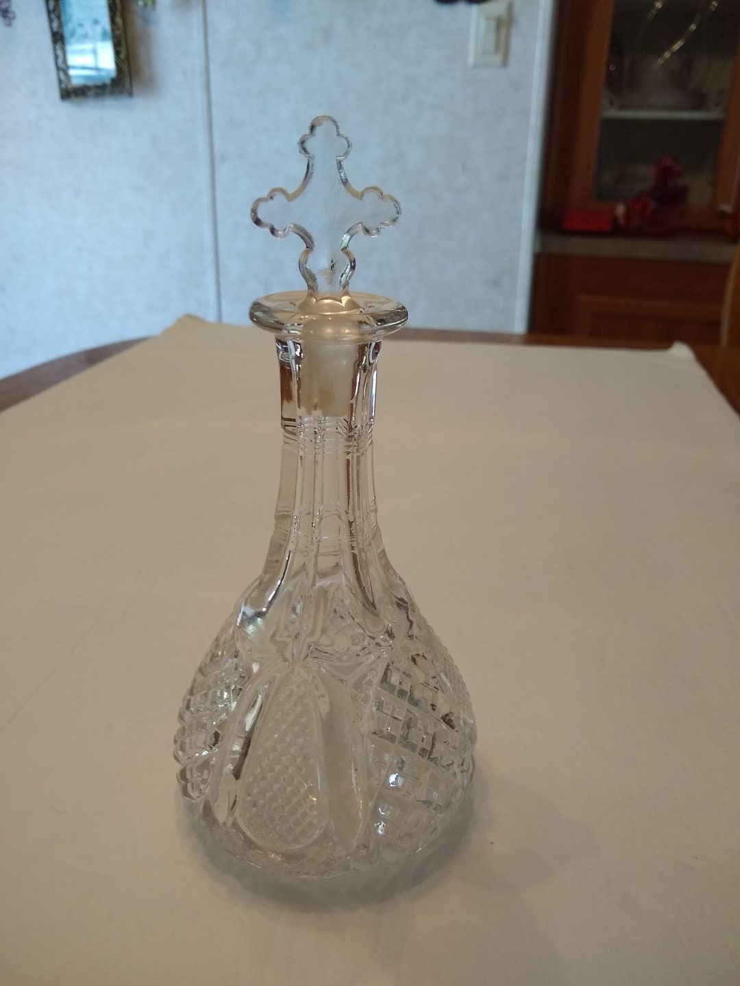 Vintage Cross Stopper Cruet Etsy