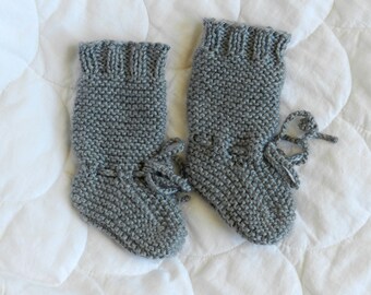Knitted Baby knee-high Boots  - Light Gray