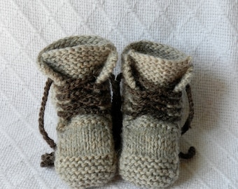 100% Wool Lace-up Baby Boots (Tan)