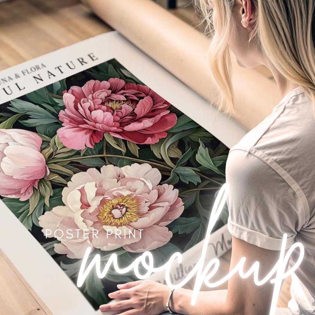Poster Mockup With Person, Rolled Up: Unrolling Rolling, Detailed CloseUp Hands A4 A3 ISO Smart Object Template Realistic Flat PSD Photoshop