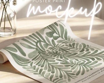Vertical Poster Mockup Rolled Up Poster Flat Lay Mockup Detail View Vertical Mockup ISO PSD Smart Object Photoshop Photopia Portrait Mock Up