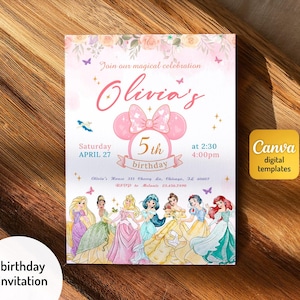 Princess birthday invitation, girl editable invite template, printable Castle invitation, Once Upon A Time Royal Party, instant download