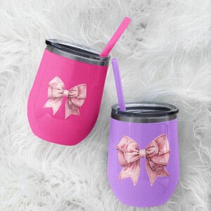 Roze strik sticker preppy aquarel vinyl sticker voor laptop Tumbler Journal schattig girly esthetische sticker coquette zacht meisje cadeau idee collega