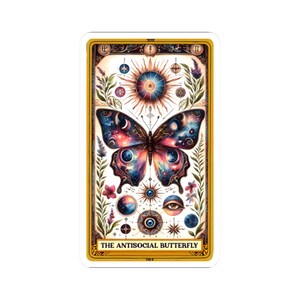 Adesivo de borboleta para presente introvertido, decalque engraçado de borboleta antissocial para almas quietas, adesivo de vinil, decalque de carta de tarô para adultos