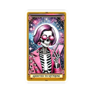 Sticker pour Halloween, fille gothique, vinyle, squelette, autocollant, jour des morts, art, tarot, carte, squelette, rigolote, adulte, humour, autocollant, gothique