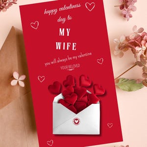 Carte de Saint-Valentin romantique pour femme, carte de vœux imprimable, première Saint-Valentin pour elle, carte imprimable PDF