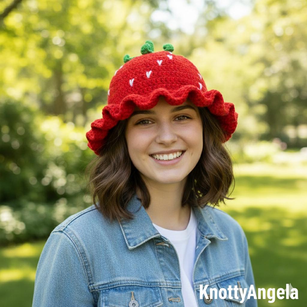 Adorable Crochet Bucket Hat  Mothman  Perfect Gifts for Fans! Crochet Bucket Hat: Mothman, Soot Sprite, & Strawberry  main image 4
