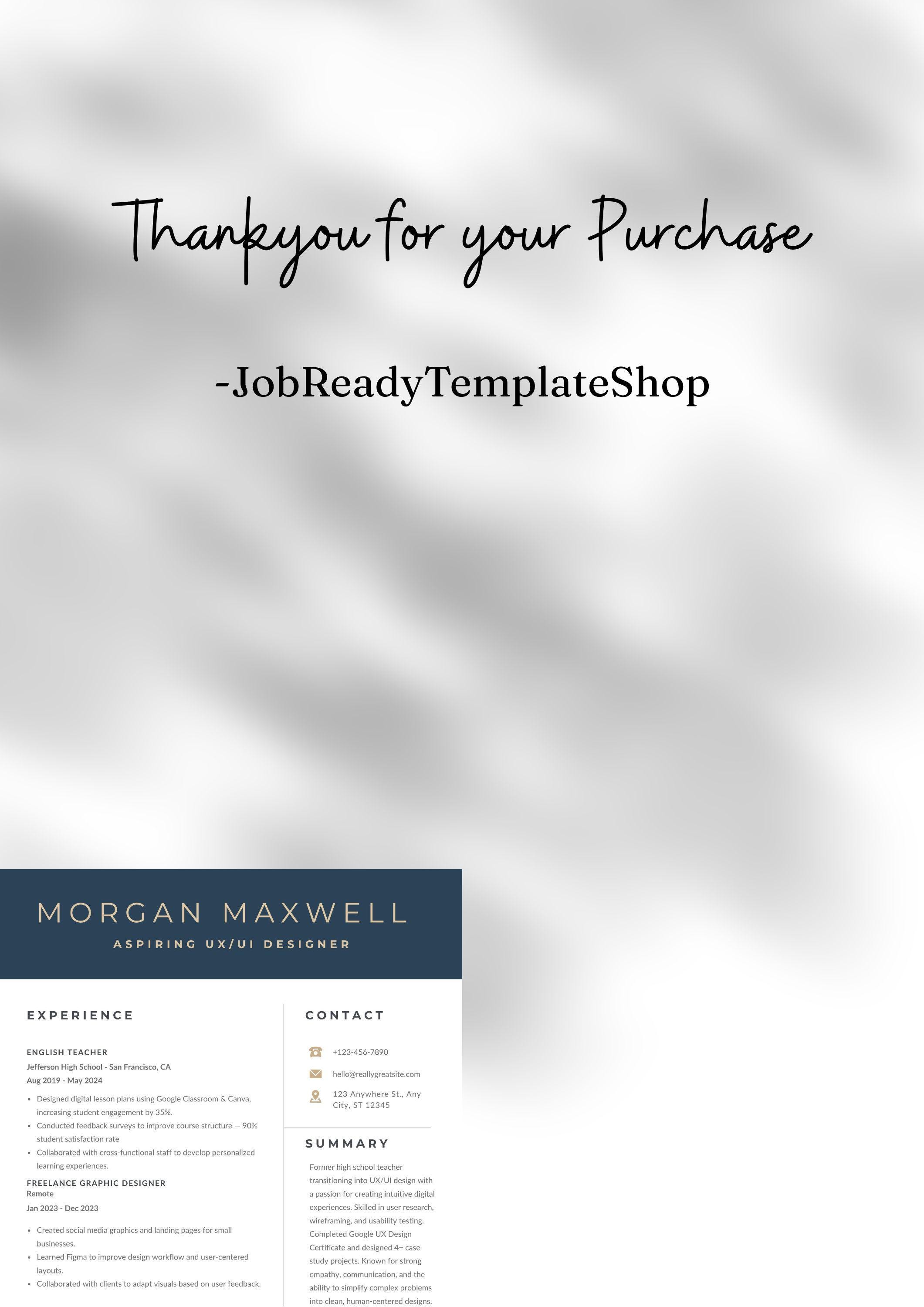 Modern UX/UI Designer Resume Template for Career Change Canva