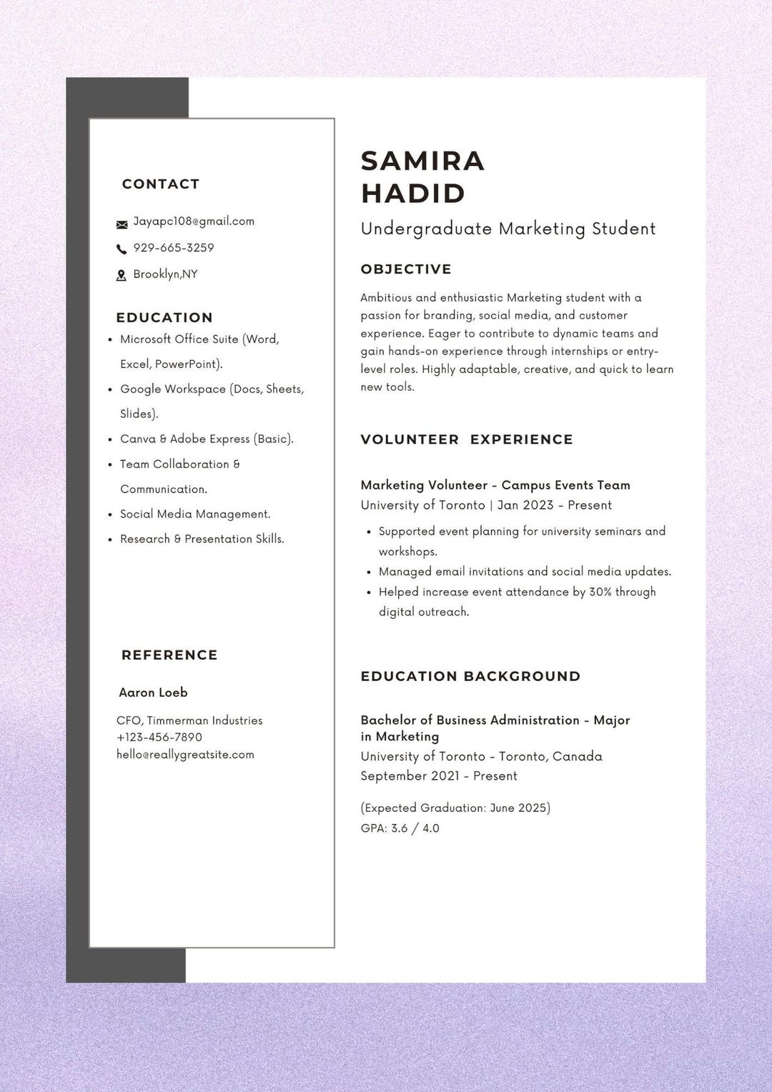 Student Resume Template: Modern CV Design, Interview Questions ...