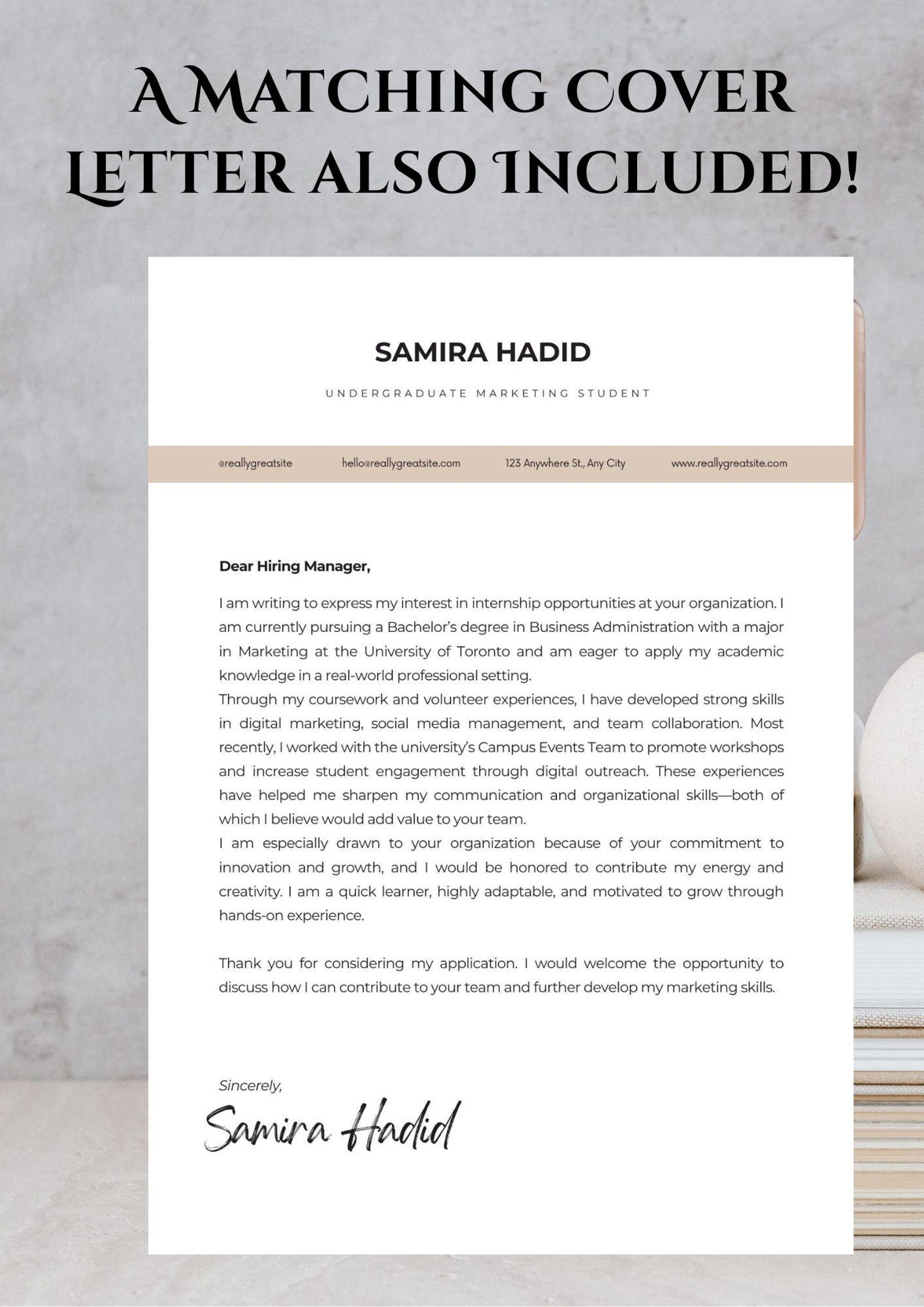 Modern Student Resume Template No Experience CV, Editable in Canva Etsy