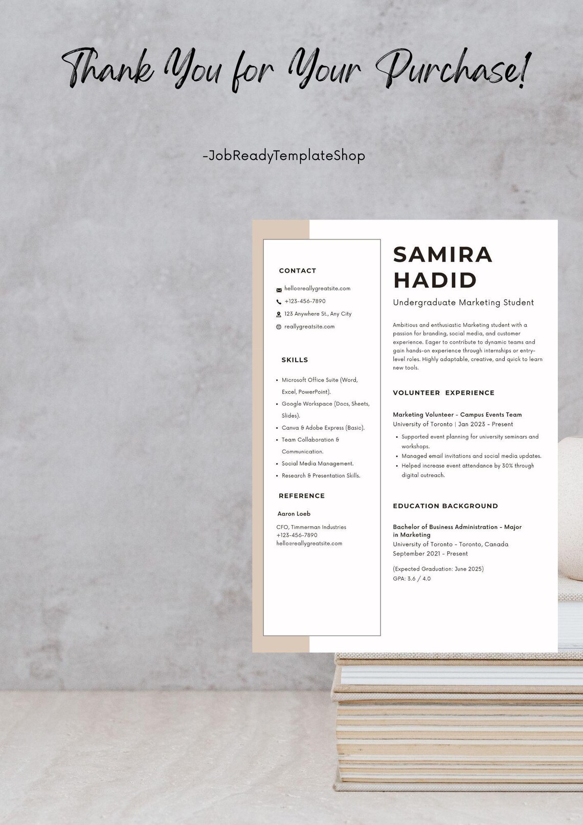Modern Student Resume Template No Experience CV, Editable in Canva Etsy