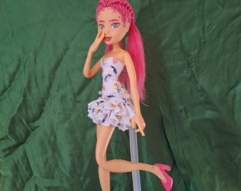 OOAK Vintage Winx Club Kunst Puppe Benutzerdefinierte Rosa Haar Blumenkleid Wunderlich Niedlich CharlieBDollies