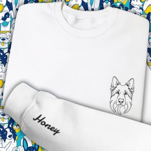 Embroidered German Shepherd Sweatshirt with Custom Pet Name and Breed: Personalized Gift for Dog Lover