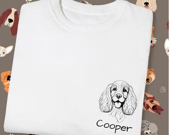 Custom Cocker Spaniel T-Shirt, New Dog Owner, Breed and Name Pet Lover Gift, Personalized Dog Tee