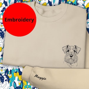 Personalized Miniature Schnauzer Sweatshirt, New Dog Owner,  Breed and Name Pet Lover Gift, Custom Embroidered Dog Sweatshirt