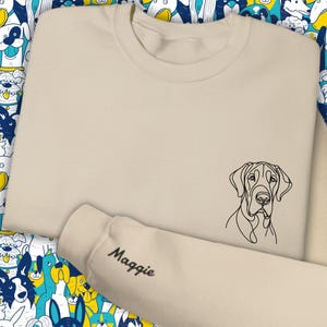 Embroidered Great Dane Sweatshirt with Custom Pet Name and Breed: Personalized Gift for Dog Lover