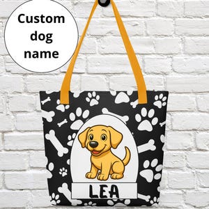 Labrador Retriever Custom Tote Bag with Dog Breed and Name: Personalized Dog Lover Gift