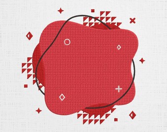 Red Abstract Fluid Shape Embroidery Design (Digital Download)