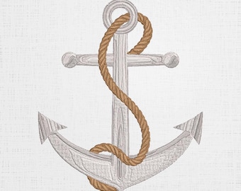 Anchor with Rope Machine Embroidery Pattern: Sea Ocean Design (Digital File)