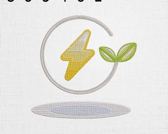 Green Energy Plant Embroidery - Electricity Pattern - Plant Machine Files - 6 Sizes