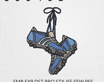Soccer Cleats Embroidery Design - Hanging Football Boots Machine File - Football Applique - 6 Sizes