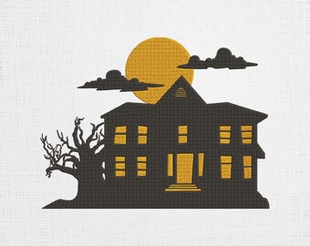 Bordado de casa mal-assombrada - Arquivo de máquina de tema de terror - Patch gótico mal-assombrado - 5 tamanhos
