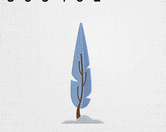 Blue Tree Embroidery - Iced Tree Pattern - Winter Machine File - 6 Sizes