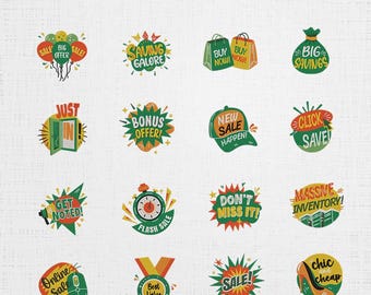 Stickers Set Embroidery - Marketing Promotion Stickers - Packaging Sticker, Feminine Branding - 16 Designs - 6 Sizes