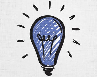 Light Bulb Embroidery Design - Lightbulb Line Art Patch - Sketch Style Embroidery - 4 Sizes