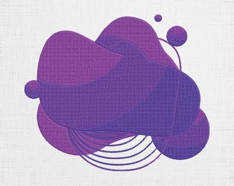 Flowing Badge Embroidery - Modern Abstract Patch File - Flowing Shape Stitch Pattern - 6 Sizes