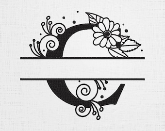 Floral Letter Frame Embroidery Design: Monogram Border (Digital Download)