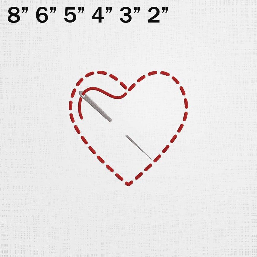 Heart With Thread Thread Heart Embroidery Design - Heart With Needle Machine File - 6 ...