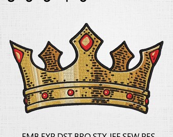 スペイン王室の王冠紋章刺繍デザイン（4x4インチ＆5x7インチ枠