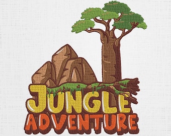 Jungle Adventure Embroidery Design: Kids Safari Theme (6 Sizes) (Digital Download)