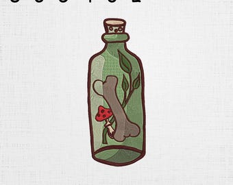 Bottle Embroidery - Bone Glass Pattern - Red Mushroom Machine Files - 6 Sizes
