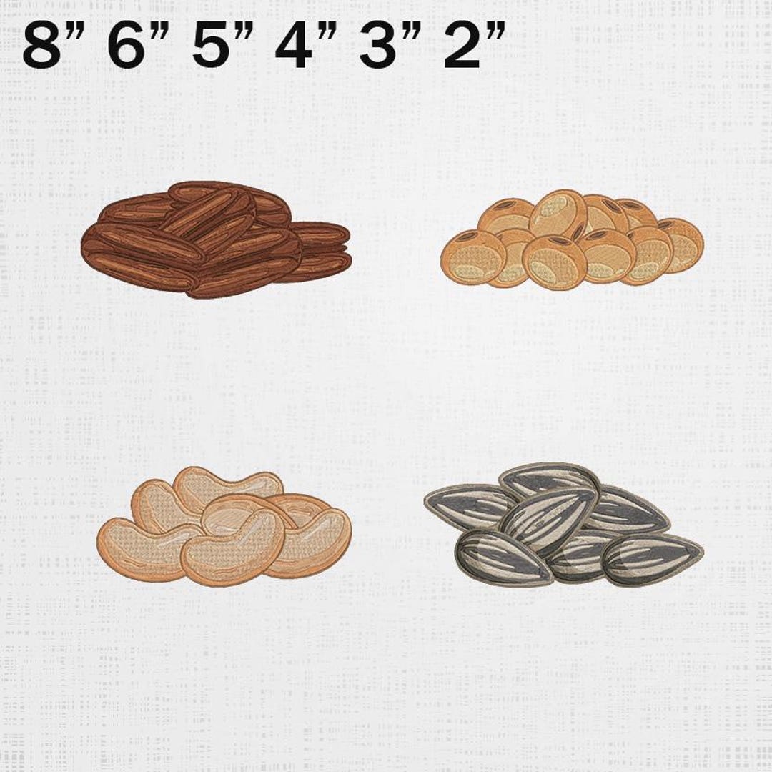 Machine Nut Patterns Nuts Embroidery Set ; 4 Pattern ; Seeds Machine Files ; 4 Designs - 6 ...