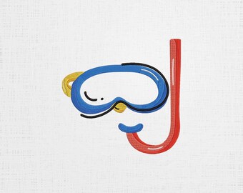 Swimming Glasses Embroidery - Glasses Machine File - (Instant Download) - 6 Sizes