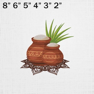Traditional Clay Embroidery - Pots With Rice Machine File - (Digital Download) - 6 Sizes