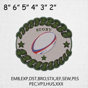 Rugby Ball Embroidery - Machine Embroidery File For Rugby Lovers - Rugby Ball Applique - 6 Sizes