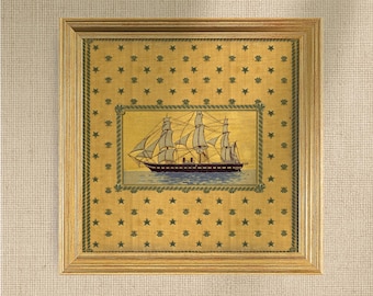 Vintage Sailboat Giclée - Framed - 8 x 8" Nautical, Coastal, Beach House, Cottage