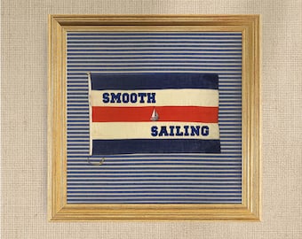 Smooth Sailing - Framed - Vintage Nautical Flag Giclee Print - 8x8" - Coastal, Cottage, Nursery, Boys Room